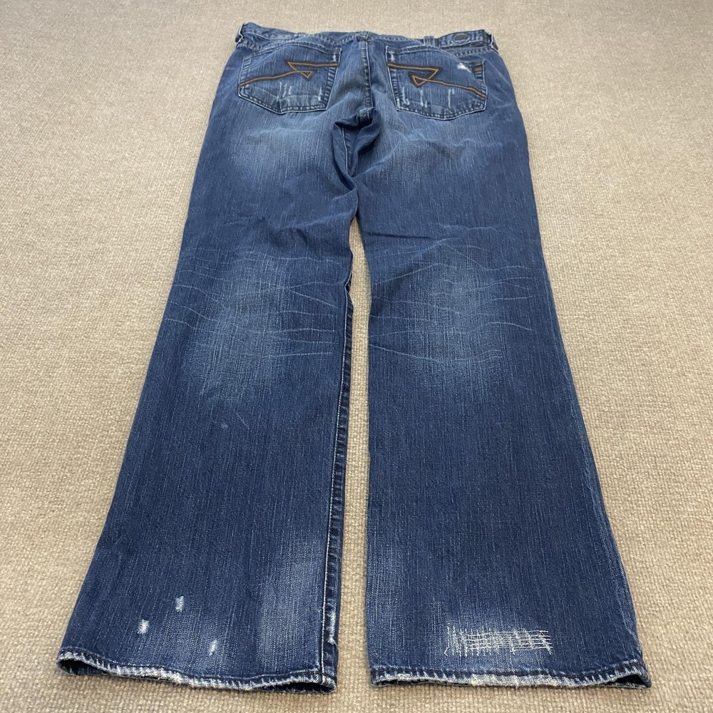 Rock & Republic Jeans Mens 36x34 Blue Medium Wash Relaxed Straight Distressed